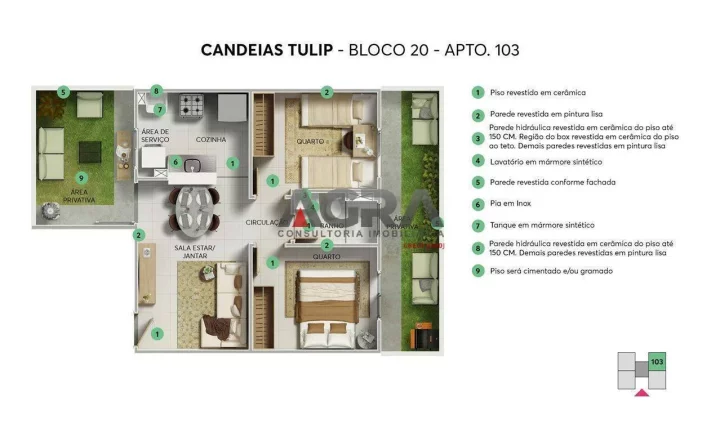 Imagem AGRA Imobiliária vende Candeias Tulip. Apartamentos de 2 quartos