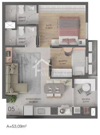 Imagem APARTAMENTO 1 SUÍTE + 1 QUARTO - ARTUS RESIDENCIAL NO ANITA GARIBALDI
