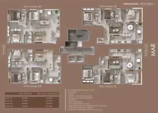 Imagem Apartamento com 3 dormitórios sendo 1 suíte e 2 vagas de garagem em Itapoá/SC