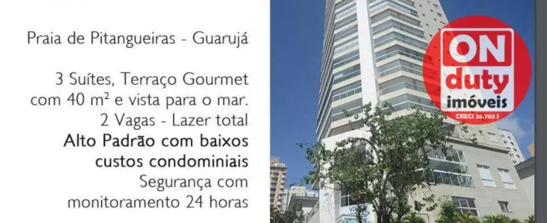 Imagem Espetacular Apartamento vista mar com 3 suítes à venda, 135 m² por R$ 1.590.000 - Pitangueiras - Guarujá/SP