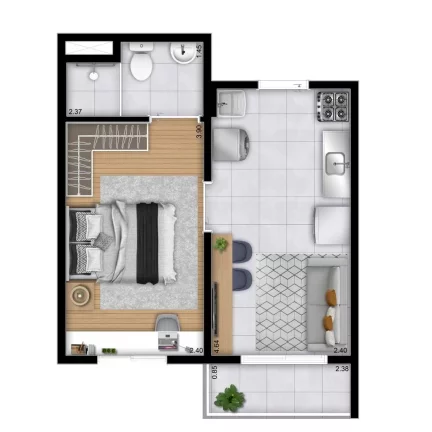 Imagem Apartamento à venda em São Paulo-SP, no bairro Cupecê: 1 quarto, 1 suíte, 1 banheiro, 27,75m² - Condomínio Plano...Parque Nabuco Sabiá II