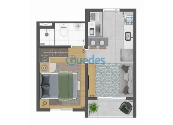 Imagem Apartamento 01 Dorm. em Campo Belo - São Paulo, SP por 244132.52
