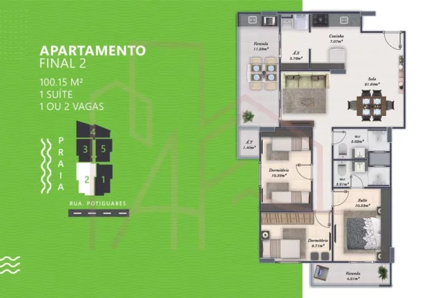 Imagem Apartamento na Planta para Venda em Praia Grande, Vila Tupi, 2 dormitórios, 1 suíte, 1 banheiro, 1 vaga