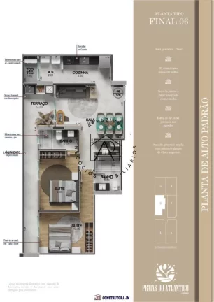 Imagem Apartamento na Planta para Venda em Praia Grande, Caiçara, 2 dormitórios, 2 suítes, 3 banheiros, 2 vagas