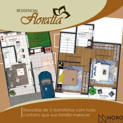 Casa de2 Dormitórios em Condomínio Fechado - Residencia Floratta