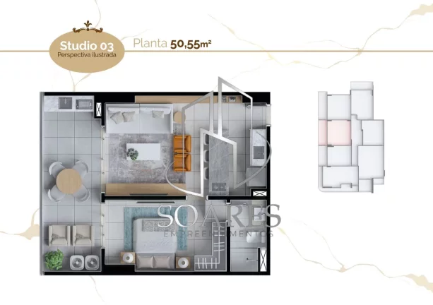 Imagem Vogue Nazaré - Studios e Apartamentos de 1 e 2 quartos (1 suites) em Nazaré - Belém Alto Padrão 01
