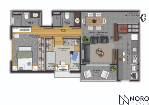 Apartamento 2 dormitórios, 1 suíte, mobiliado e decorado no bairro Menino Jesus