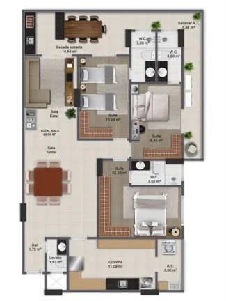 Imagem APARTAMENTO COM 120.86 m² - GUILHERMINA - PRAIA GRANDE SP