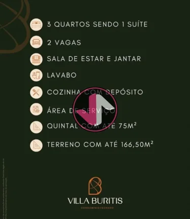 Imagem O lançamento do Condomínio Villa Buritis está ocorrendo, com foco em sobrados com 3 quartos (1 su...