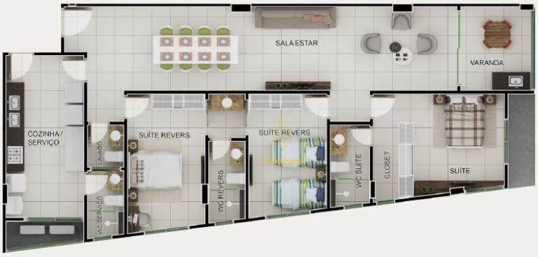 Imagem Apartamentos com varanda / sacada gourmet e pé na areia no Bessa - AP1413