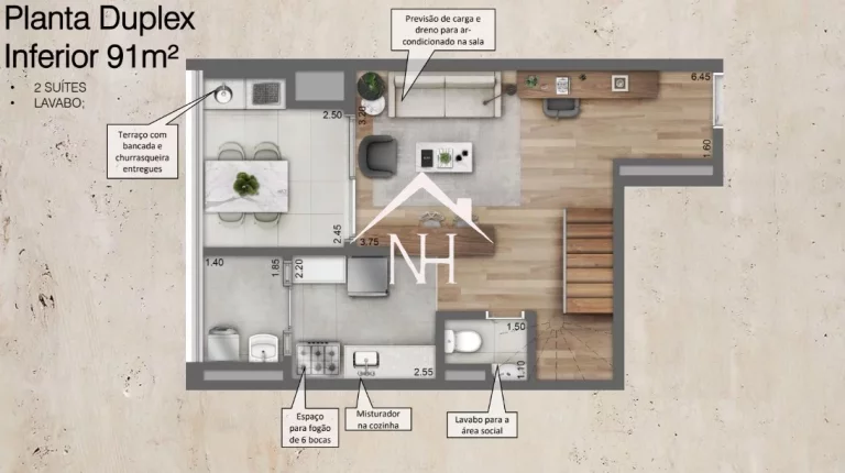 Imagem Duplex de 91m com 2 suítes, cozinha conceito aberto,2 vagas,terraço gourmet,piscinas,solarium,brinquedoteca,salão de festas,espaço gourmet,academia