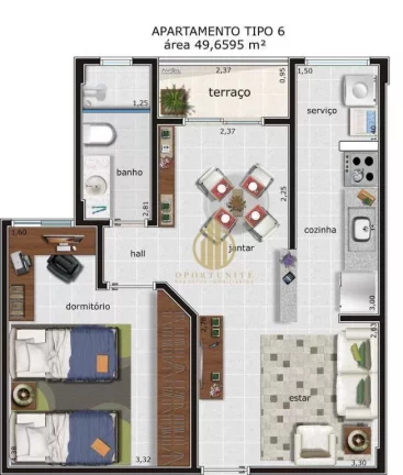 Imagem Apartamento com 1 dormitório para alugar, 48 m² - Jardim Botânico - Ribeirão Preto/SP