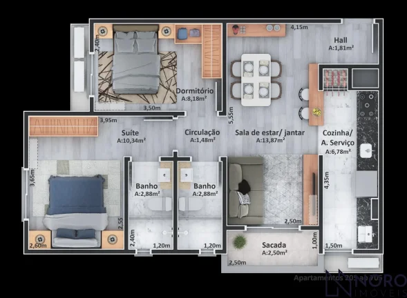 Imagem FINANCIAMENTO pela CAIXA em até 420 meses. APARTAMENTOS com sacada , dormitório