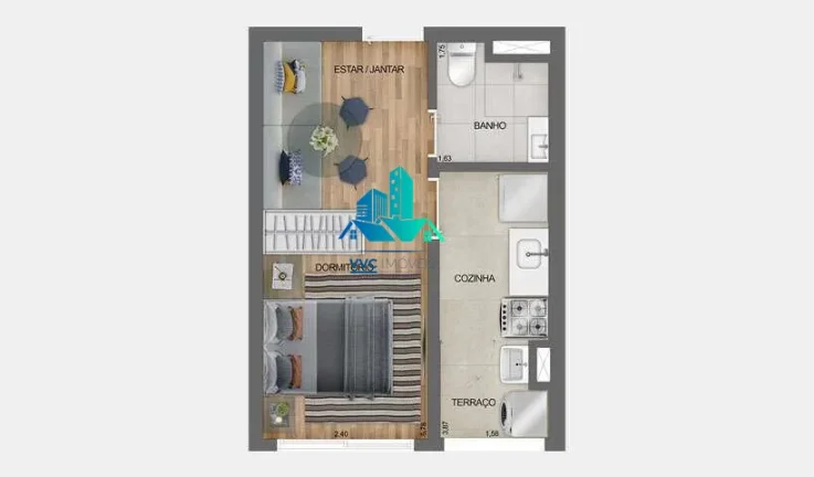 Imagem Lindo studio à venda, na Vila Prudente, com 1 quarto, 28m2