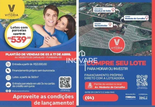 Imagem Terreno à venda, 360 m² por R$ 3.000,00 - Jardim Vitória - Itumbiara/GO