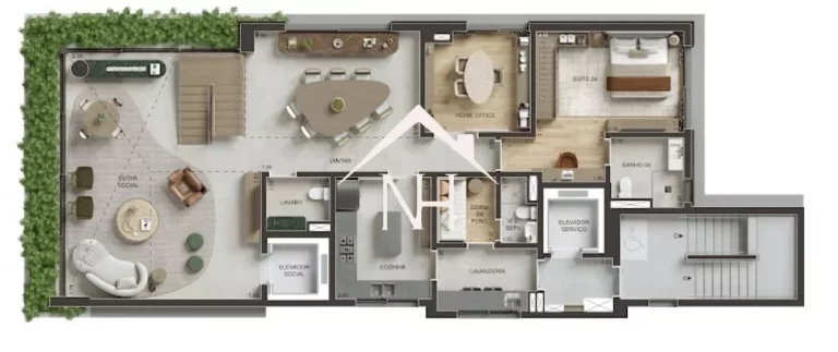 Imagem Apartamento no Jardins de 348m c/Hall privativo,3 suítes,amplo living c/ terraço integrado,4 vagas, piscina adulto e infantil, brinquedoteca, academia