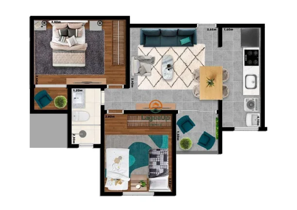 Imagem Apartamento com 2 dormitórios à venda, 49 m² por R$ 285.201,75 - Villa Paradiso - Lagoa Santa/MG