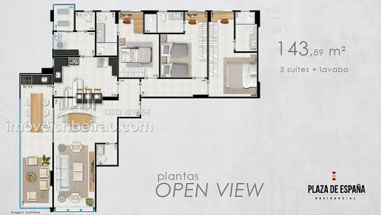 Imagem Apartamento 143,89m² 3 suítes próximo Shopping Ribeirão e Shopping Iguatemi