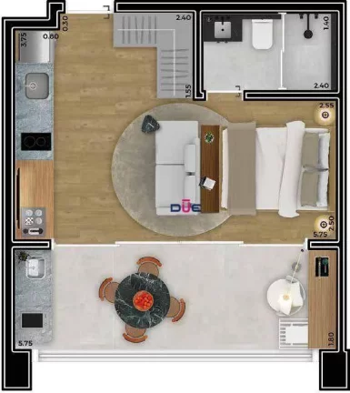 Imagem Apartamento à venda, 39 m² por R$ 650.000 - Boqueirão - Santos/SP