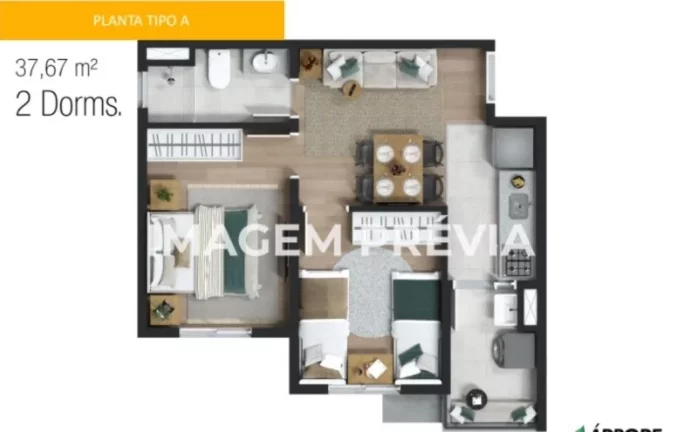 Imagem Apartamento à venda no Jardim Elvira, Osasco-SP com 2 quartos, 1 banheiro e 37,00 m² de área - Condomínio Vila Eco Park.