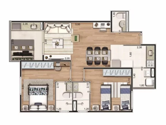 Imagem Imperdível! Apartamento à venda em Nova Petrópolis, São Bernardo do Campo-SP. 2 quartos, 2 suítes, 2 banheiros, 1 vaga. 68m².