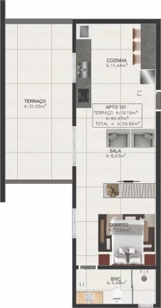 Imagem Apartamento Estilo Loft no Saguaçú