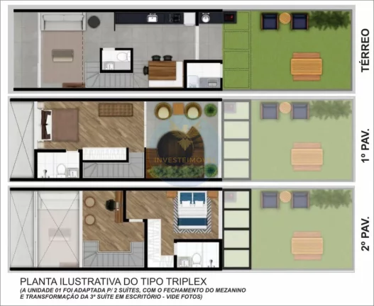 Imagem Loft triplex moderno, 169m², 2 suítes, varanda gourmet