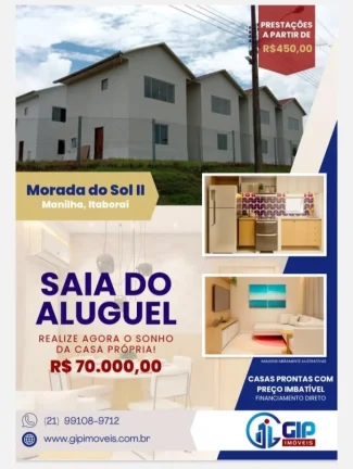 Casa Duplex para Venda em Itaboraí, Morada do Sol II (Itambi), 2 dormitórios, 1 banheiro, 1 vaga