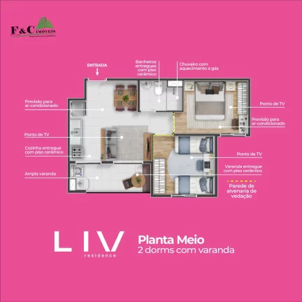 Imagem Apartamento para Venda em Paulínia, ALTO DE PINHEIROS, 2 dormitórios, 1 banheiro, 2 vagas