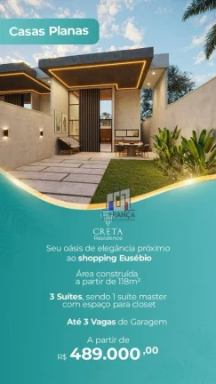 Imagem Casa com 3 dormitórios à venda, 118 m² por R$ 489.000 - Tamatanduba - Eusébio/Ceará