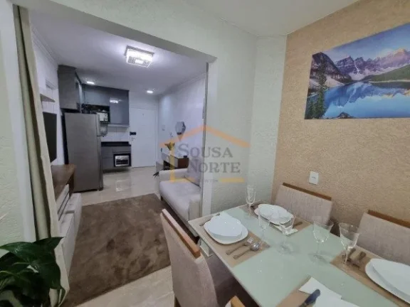 Imagem Um lindo apartamento em porcelanato, todo mobiliado, 1 dormitório, sala, sacada com vidros e persia...