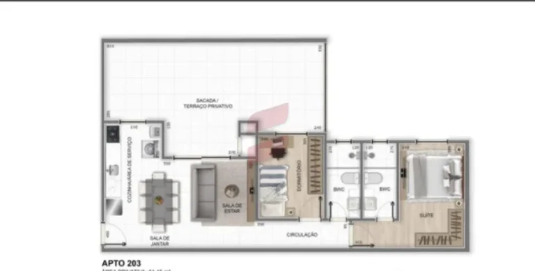 Imagem APARTAMENTO com 2 dormitórios à venda com 105.84m² por R$ 440.000,00 no bairro Emiliano Perneta - PINHAIS / PR