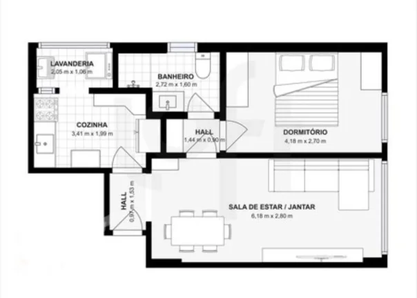 Imagem Excelente apartamento, bem ventilado, 1 dormitório com piso laminado, living para 2 ambientes, banh...