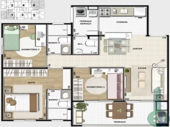 Imagem Apartamento à venda em Santo André-SP, bairro Campestre: 2 quartos, 1 suíte, 2 banheiros, 2 vagas de garagem, 79m² - Condomínio Ecolife.