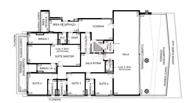 Imagem Apartamento de 397m c/4suítes (1 master), 4 vagas c/carregador p/carro elétrico, terraço gourmet brinquedoteca, piscina, fitness, lounge festas,jardim
