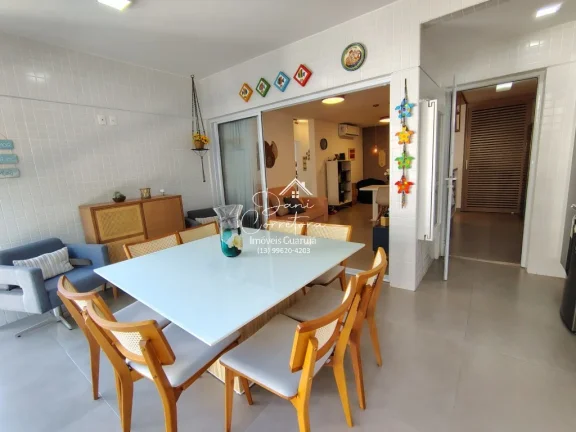 Imagem Apartamento frente mar com lazer, Tombo com 3 Quartos, 3 Suítes, 2 Salas, 4 Banheiros, 3 Vagas de Garagem, 112m²!