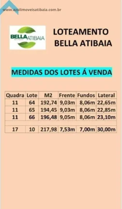 Imagem Terreno para Venda em Atibaia, Loteamento Bella Atibaia