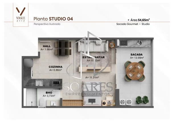 Imagem VOGUE 2112 – Apartamentos com Ponto de Gás e Elétrico na Varanda