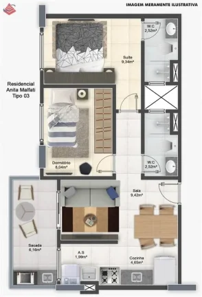 Imagem APARTAMENTO COM 54.84 m² - GUILHERMINA - PRAIA GRANDE SP