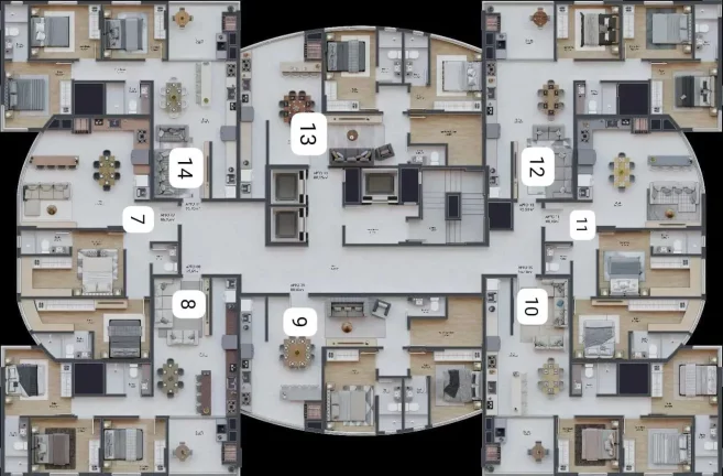 Imagem MALLORY SQUARE - Apto 2214B na planta com 3 dormitórios sendo 2 suítes e 2 vagas de garagem em Porto Belo