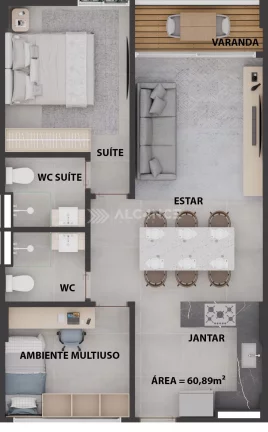 Imagem Apto - 2 Quartos - 1 Suíte - 60,89 m² - Cabo Branco, João Pessoa/PB