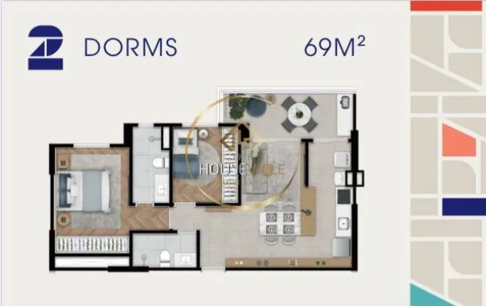 Imagem Apartamento 2 dormitórios ( 1 Suíte), 2 Vagas, Quadria RDC, Aquarius, Sjc.