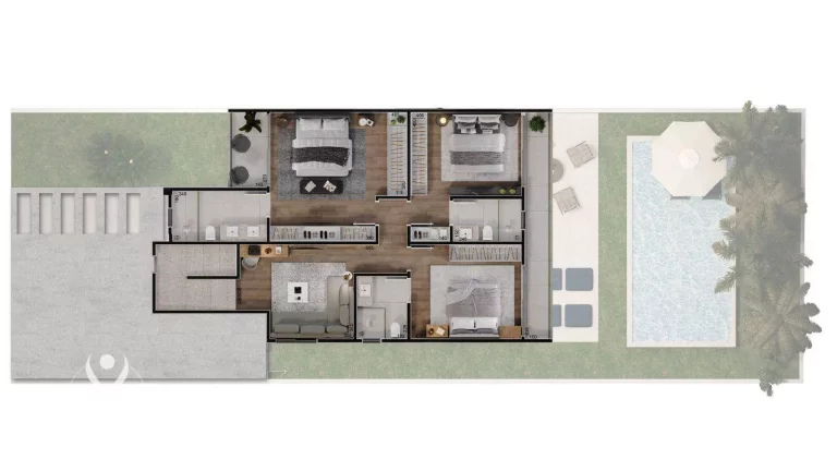 Imagem Casa nova com 267m², quintal gourmet, 4 quartos (2 suítes) à venda por R$ 3.068.000 - Santo Inácio - Curitiba/PR