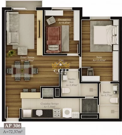 Imagem Apartamento com 2 Dormitorio(s) localizado(a) no bairro Prinstrop em Gramado / RIO GRANDE DO SUL Ref.:1441
