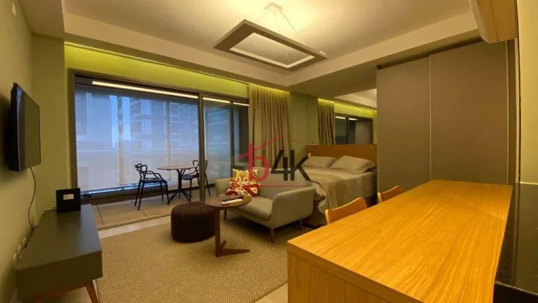 Apartamento 43m² mobiliado para locação e venda no Habitarte 1, 1 quarto studio, 1 vaga - Brooklin