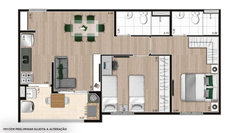 Imagem Apartamento para Venda em Mongaguá, Umuarama, 2 dormitórios, 1 suíte, 1 banheiro, 2 vagas