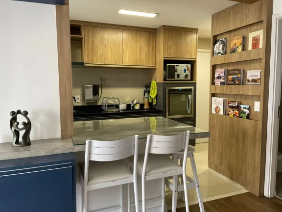 Imagem Apartamento 106 M², 3Q, 1 Suite, 2 banh, lavabo, toda marcenaria, churrasqueira gourmet fechada com ar split, semimobiliado, depósito, área de lazer.