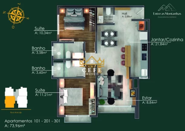 Imagem Apartamento com 1 Dormitorio(s) localizado(a) no bairro Moura em Gramado / RIO GRANDE DO SUL Ref.:1455