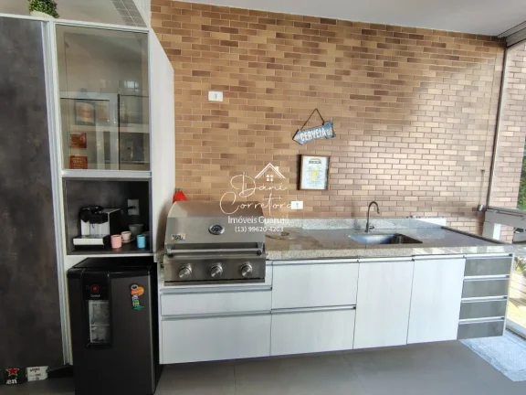Imagem Apartamento frente mar com lazer, Tombo com 3 Quartos, 3 Suítes, 2 Salas, 4 Banheiros, 3 Vagas de Garagem, 112m²!