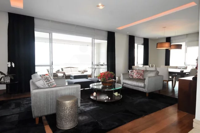 Imagem Apartamentos com terraço gourmet com piso em madeira de demiloção, living para 03 ambientes, 03 s...